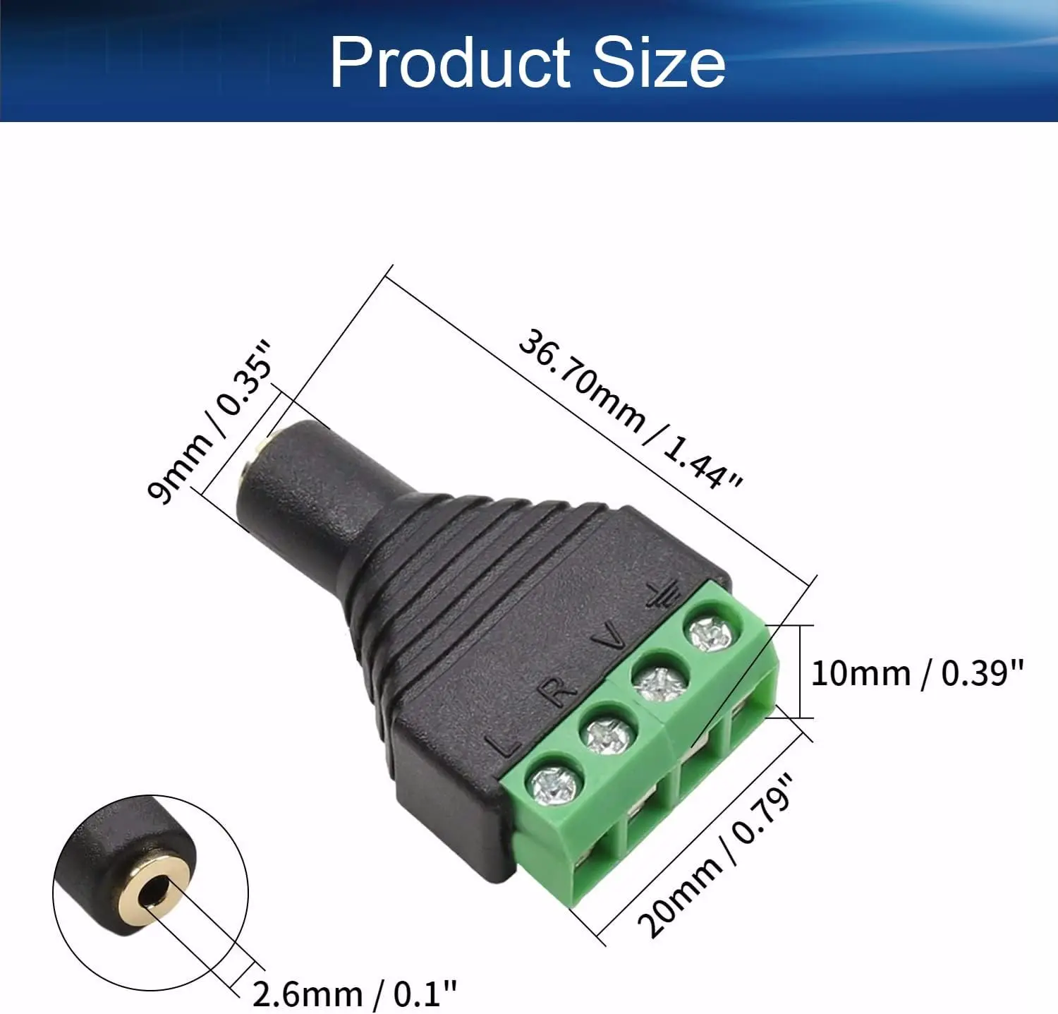 1pc Connector 2.5mm Female 4 Poles TRRS Stereo Socket To AV Screw Audio Video HeadphoneBalun Terminal Adapter