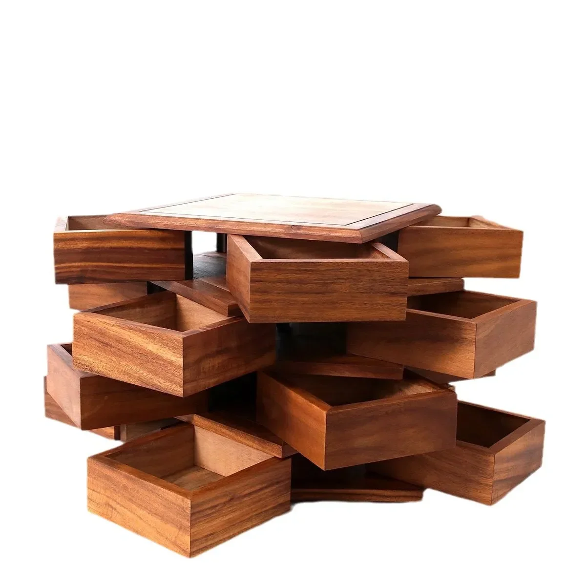 South American walnut Luban rotating mechanism box storage tea set jewelry bracelet Wenwan walnut storage Wenwan bracelet