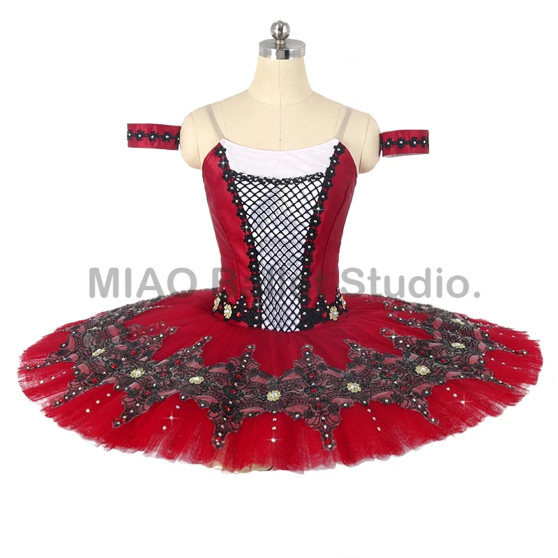 Burgundy black Satin ballet Tutu for women competition La Esmeralda professional ballet classical pancake 11 layers 0451