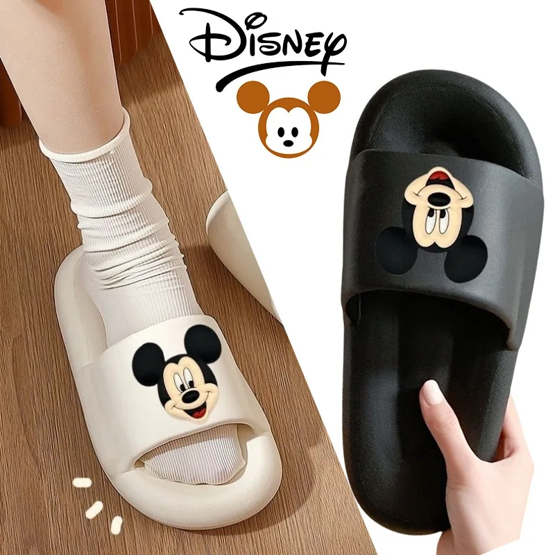 Disney Mickey Mouse pantofole donna uomo Cartoon Summer Home scarpe con fondo spesso coppia carina Outdoor Beach Kawaii pantofole sandali