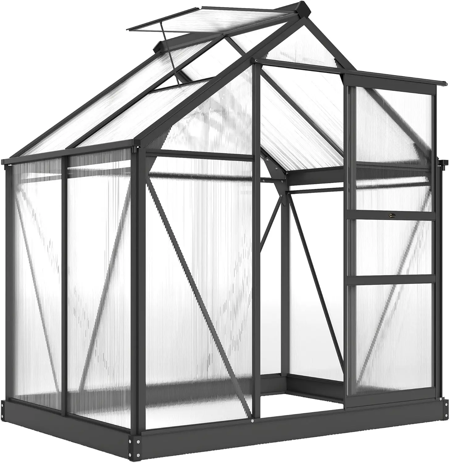 

Outsunny 6' x 4' Greenhouse for Outdoors,Aluminum Walk-in Green Houses for Outside for Patio Backyard Garden, Gray