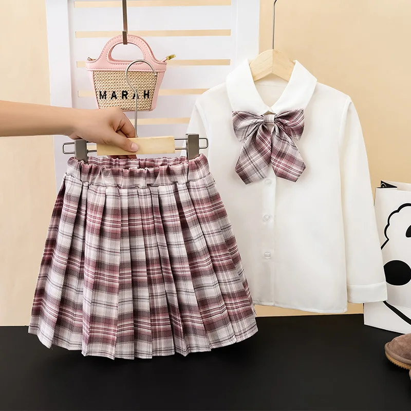 Kuromi بلدي ميلودي 3 قطعة الفتيات Jk منقوشة تنورة مجموعة أنيمي سانريو Y2K سترة مطوي تنورة الاطفال ربيع الخريف كلية نمط مجموعة