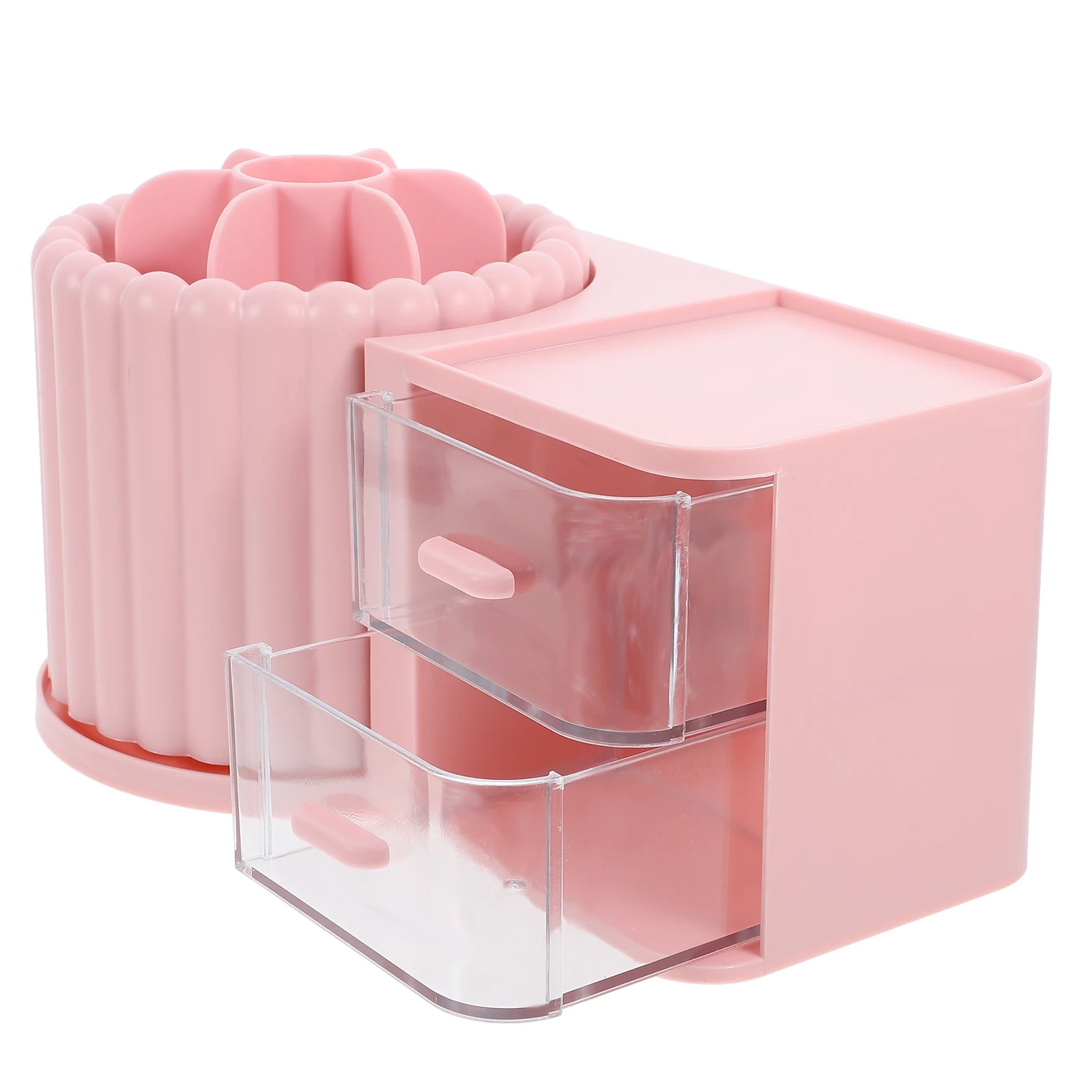 

Desk Pen Holder Rotate Pencil Storage Box Pink Office ganizer 360 Degree Rotatable Wear Resistant Multi Function