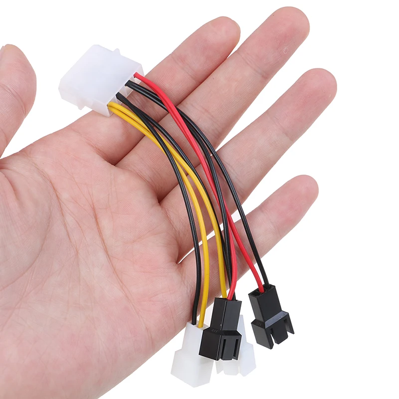 Molex ao cabo de alimentação do fã de 3 pinos, 1 parte, adaptador de 4 pinos, 12v x 2/ 5v x 2, para refrigerar do computador, cpu, caso do PC