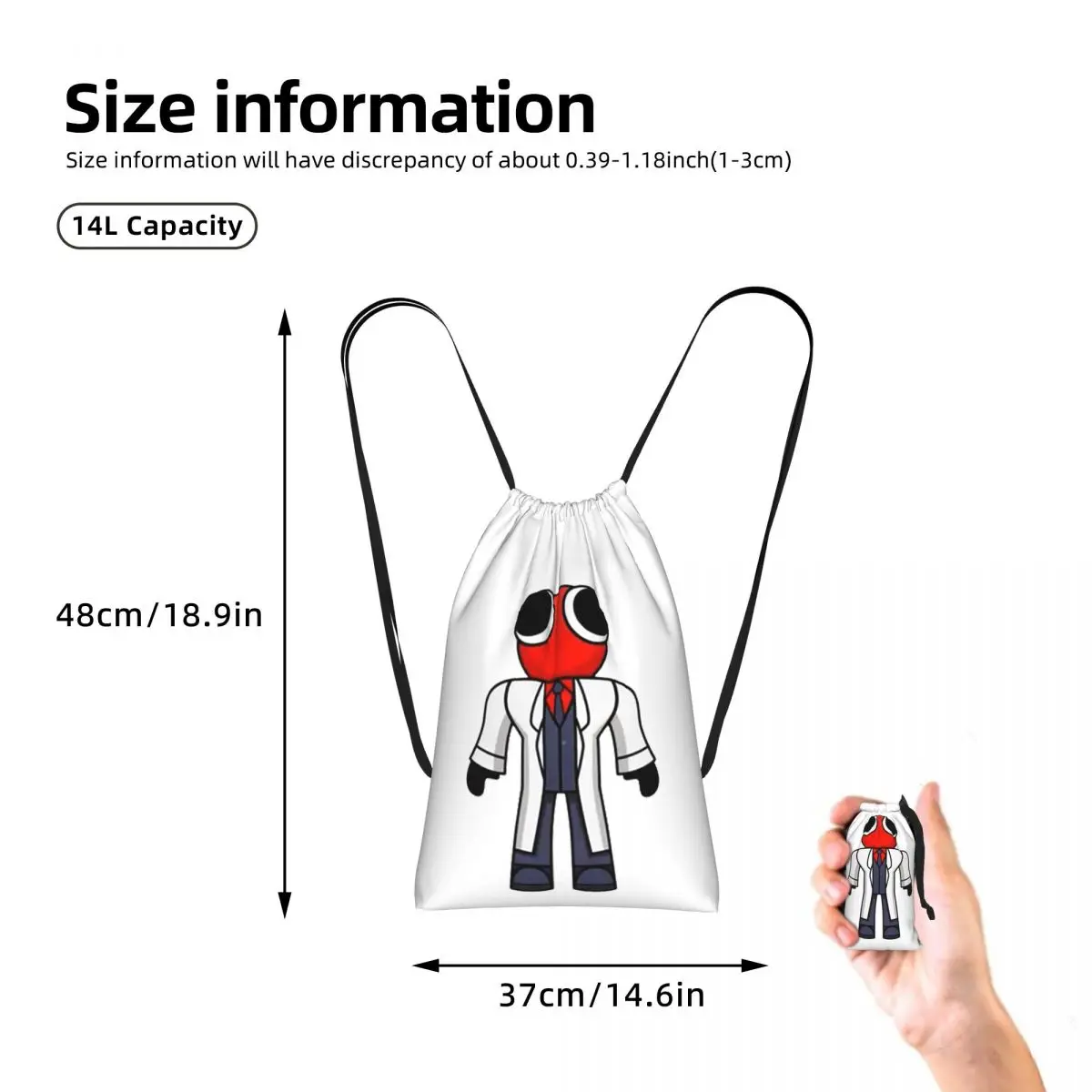 Red Scientist Rainbow Friend Drawstring Backpack Sports Gym Bag Portable Travel Drawstring Bag for Men Women