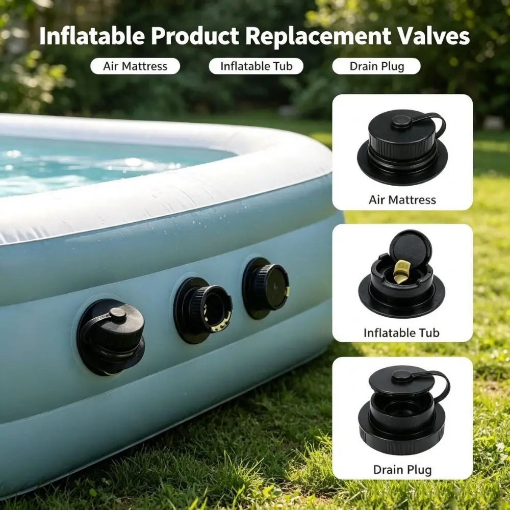 New 31/29.5/42mm Inflatable Boat Air Valve Black PVC Plastic Pool Kayak Boat Inflation Valve Accessories Marine Valve