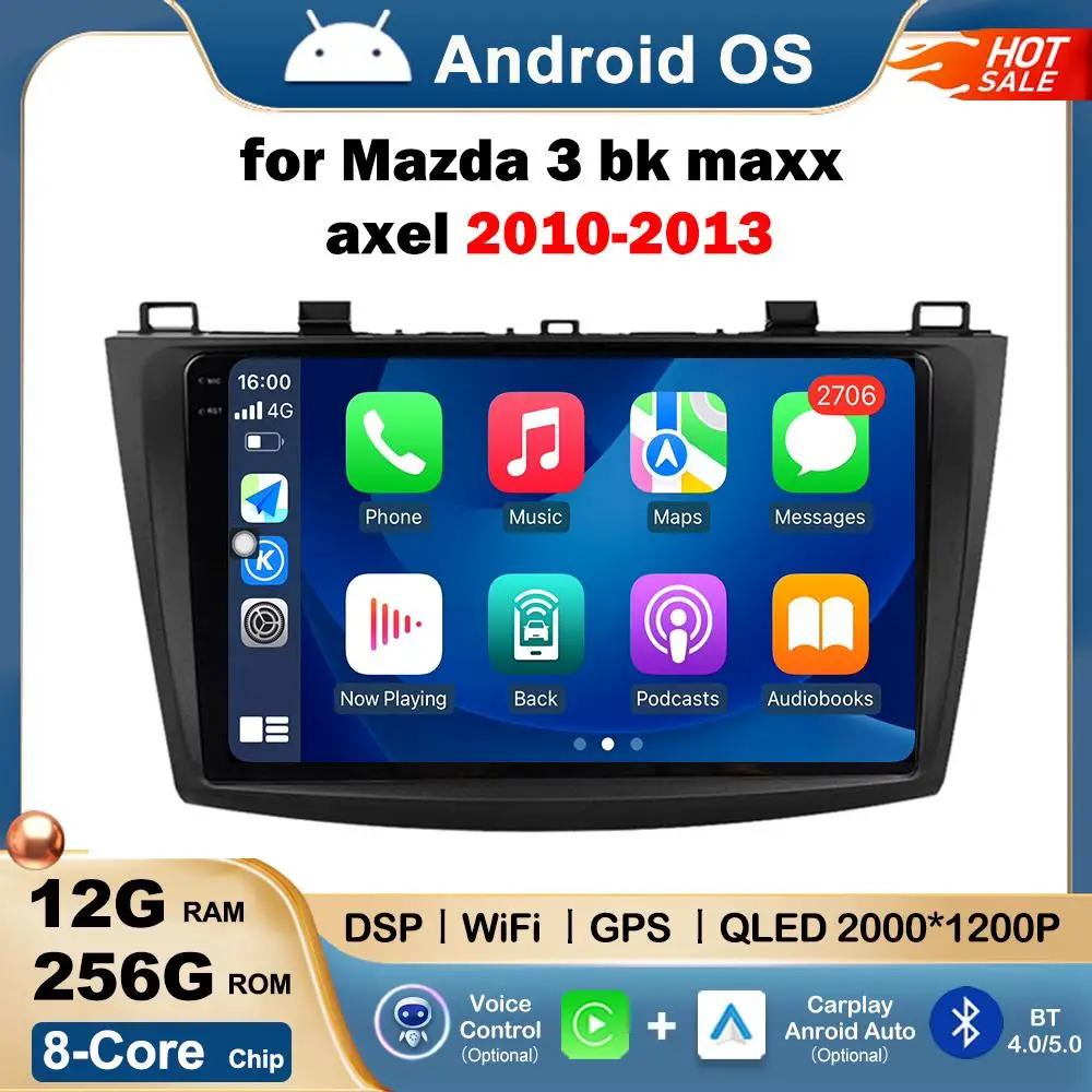 

HD Screen Android OS System for Mazda 3 bk maxx axel 2010 - 2013 Head Unit GPS Navigation WiFi Wireless Carplay Auto Accessories