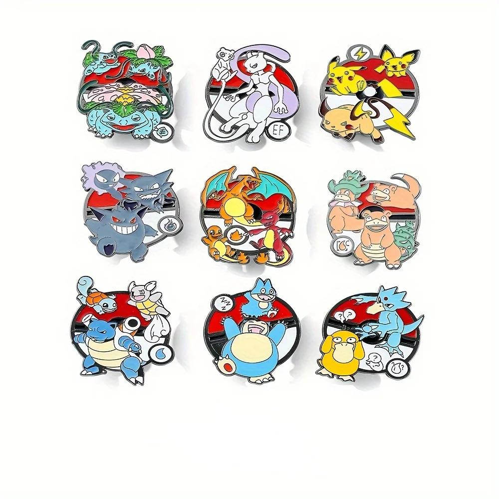 3/5/9 Pcs Creative Venusaur Brooches Cute Slowbro Mewtwo Enamel Pins Backpack Clothing Jewelry Metal Badge Accessories Gift
