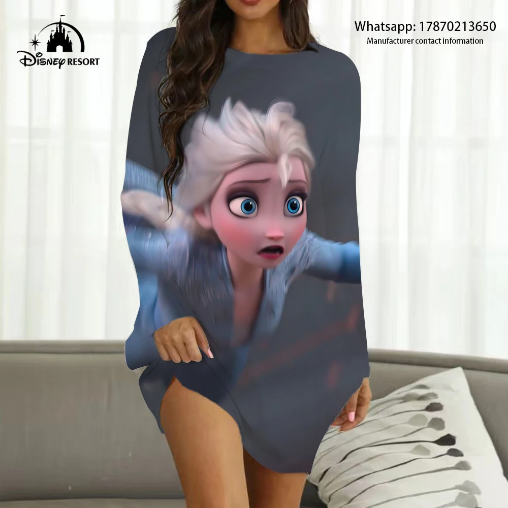 

New Frozen Anime Queen Elsa Disney Brand Fall 2022 Streetwear Ladies Sexy Party Club Dress Women's Boho Loungewear Y2K