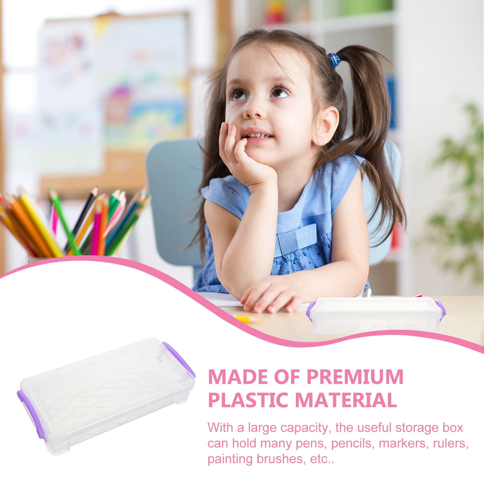 680 قطعة صندوق رصاص من البلاستيك القوي سعة كبيرة واضحة حقيبة للتخزين صندوق القلم مكتب مدرسة التموين متجمد حامل القلم الرصاص