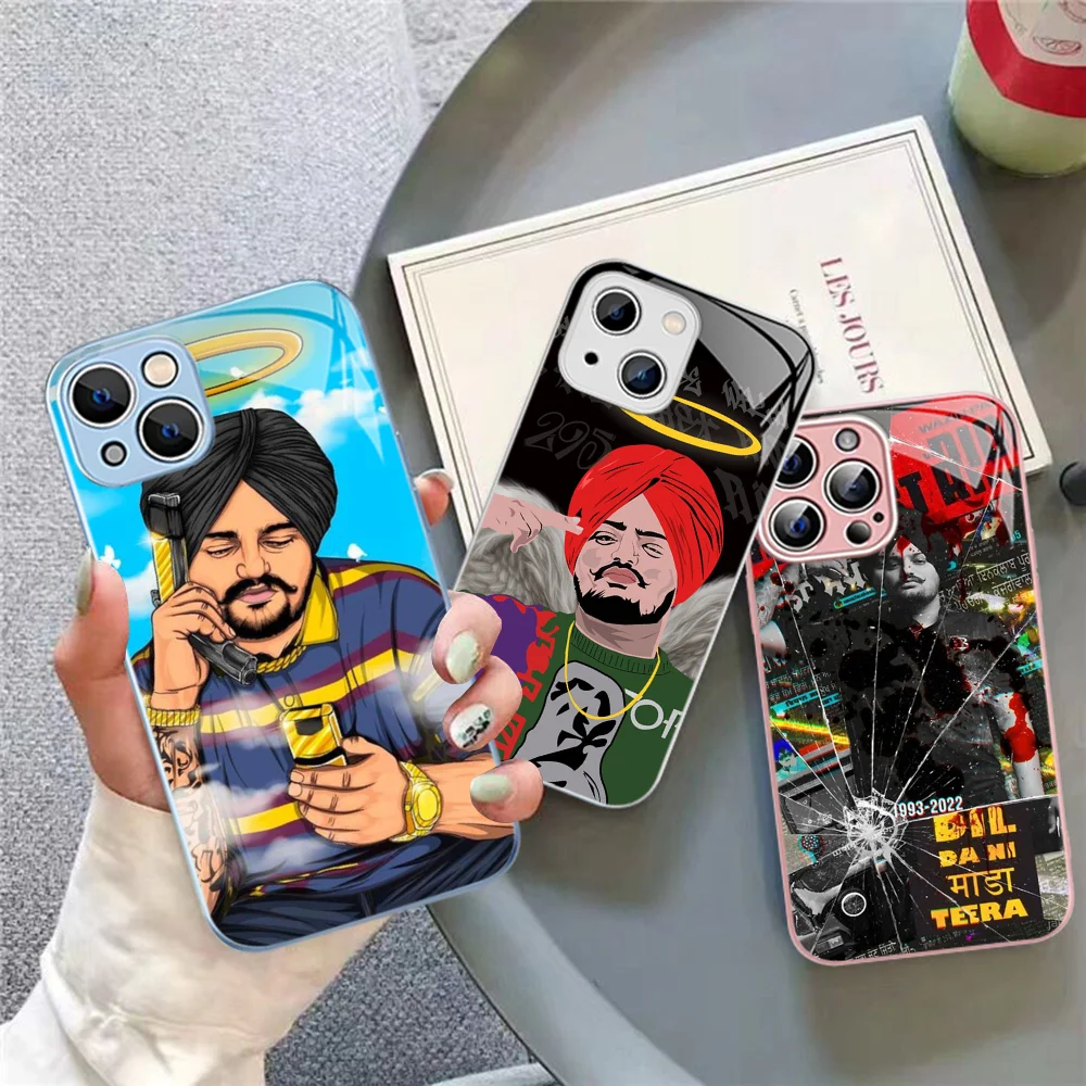 Sidhu Moose Wala Phone Case For iPhone 14 13 12 Mini 11 Pro XS Max X XR 14 Plus Tempered Glass Cover