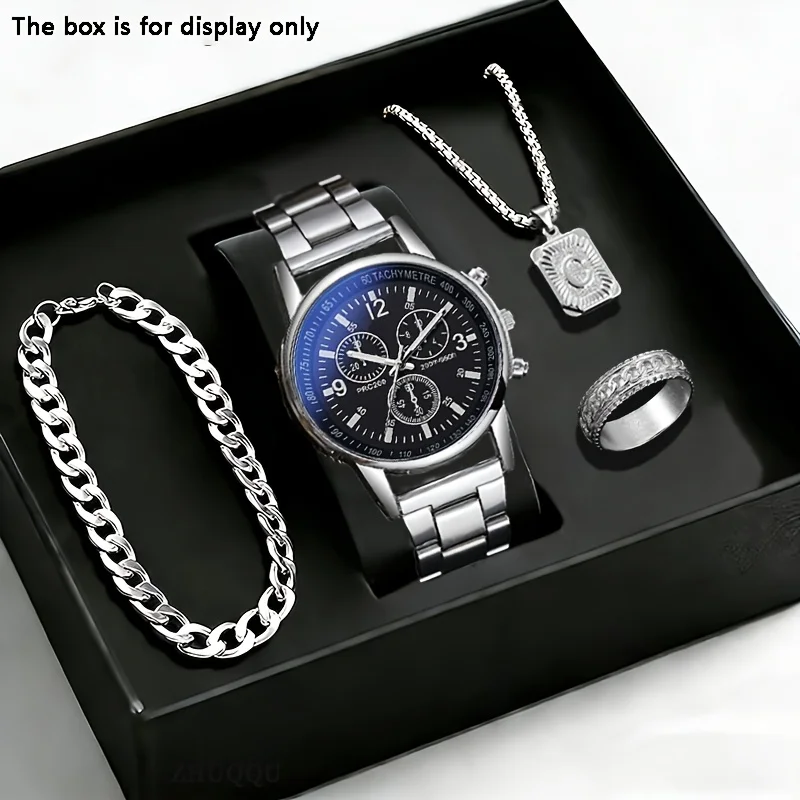 4pc/set men's fashion watches and accessories, business fashion watches, perfect for daily commuting, perfect gift for friends