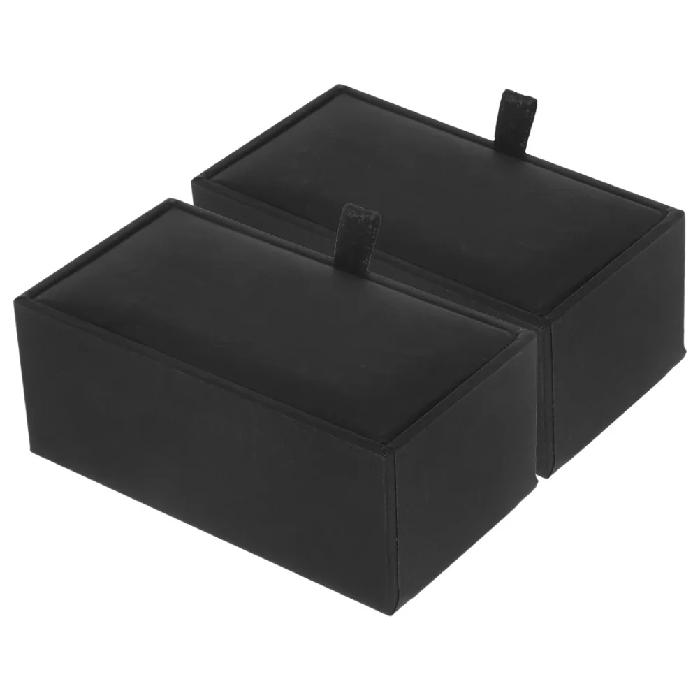 

2Pcs Black PU Cufflinks Box Sleeve Button Storage Organizer Small Jewelry Gift Display Packaging Case Small Box