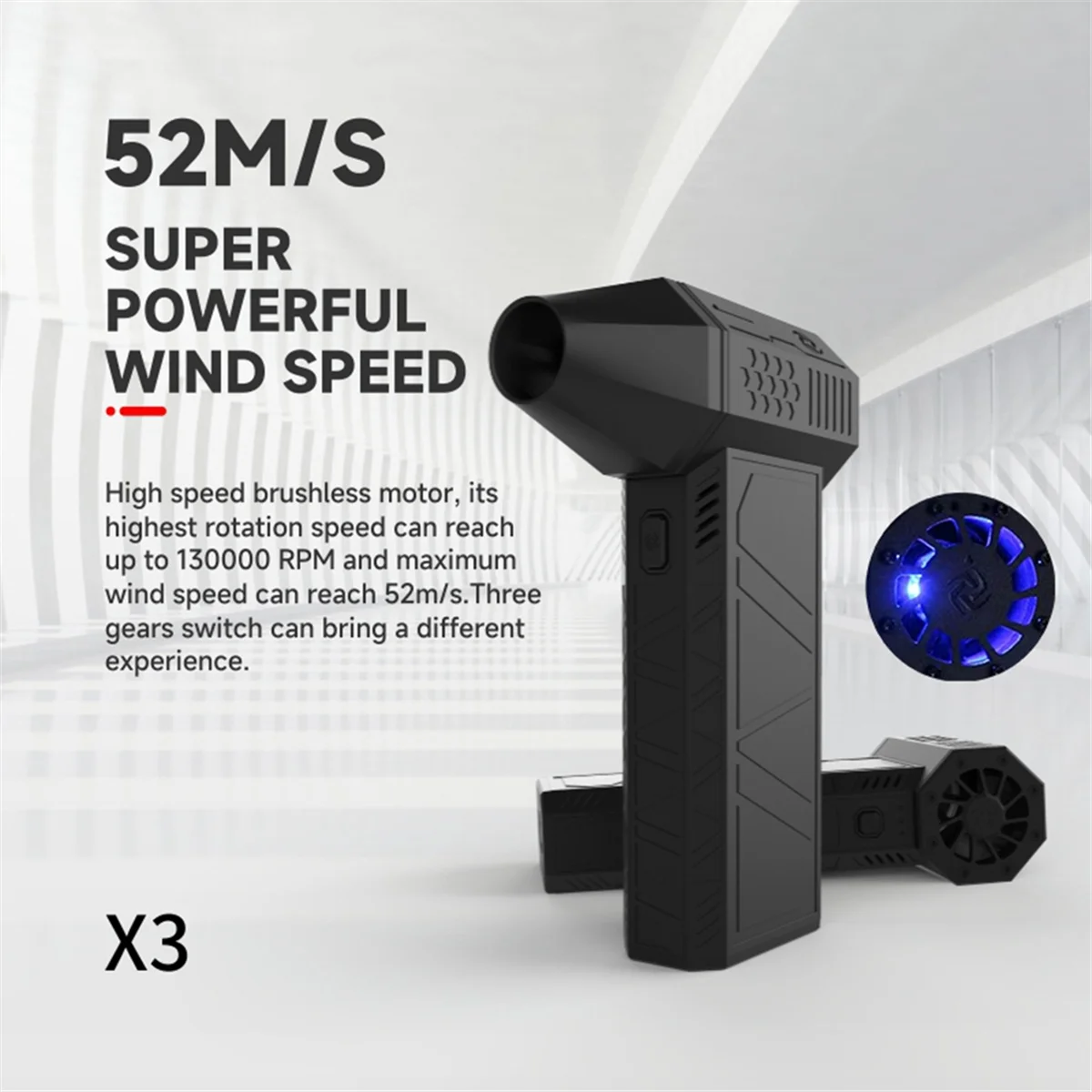 X3 Upgrade Mini Turbo Jet Fan Мощный вентилятор 130000 R PM50+M/S 3000MAh Violent Turbo Fan для камеры с клавиатурой ПК