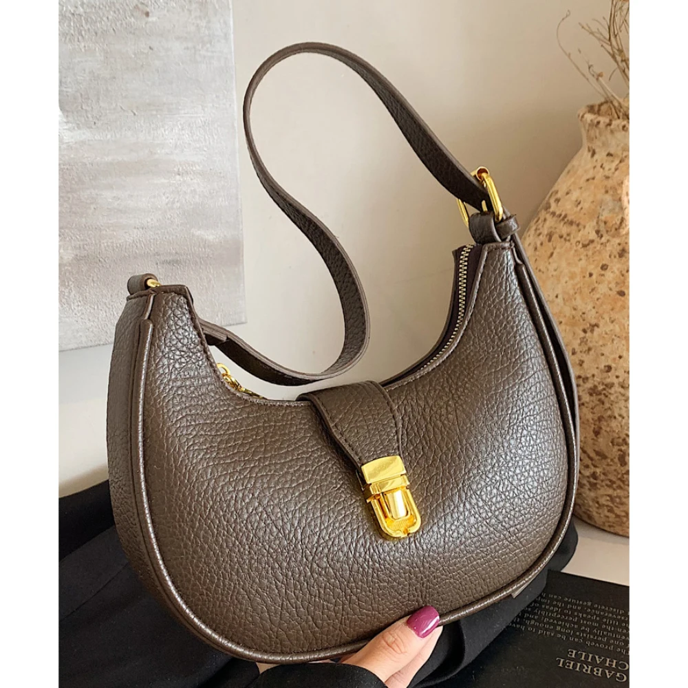 2025-new-fashion-underarm-bag-women's-light-luxury-pu-leather-buckle-zipper-single-shoulder-bags-trend-commute-armpit-packs