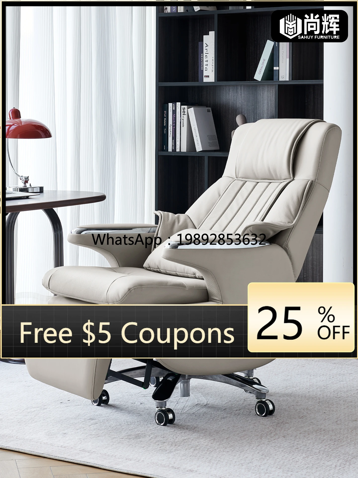 

Shoulder and neck rolling electric leather boss chair president office computer chair household ventilation heating waist