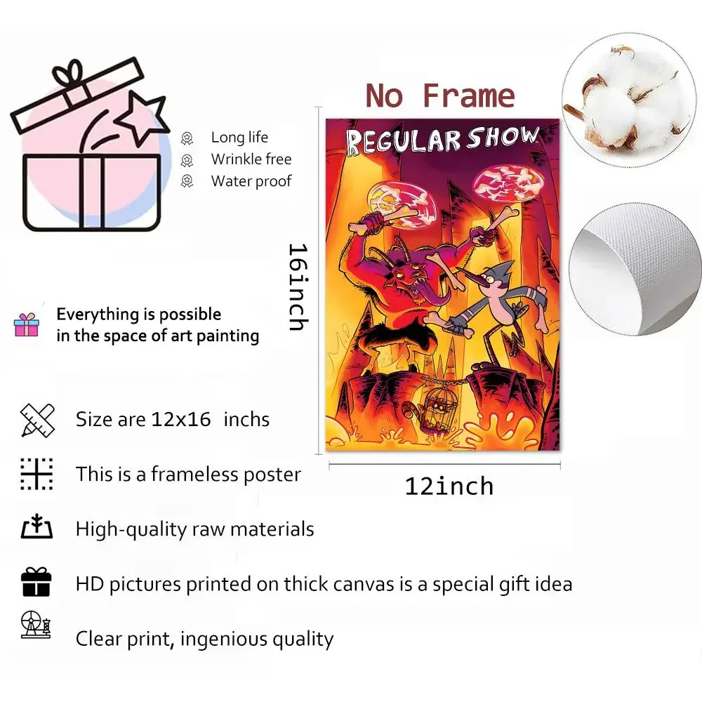 Animation Laid-Back Comedy Regular Show Painting Calligraphy Canvas Wall Art Mural Living Room Canvas Decor Gifts