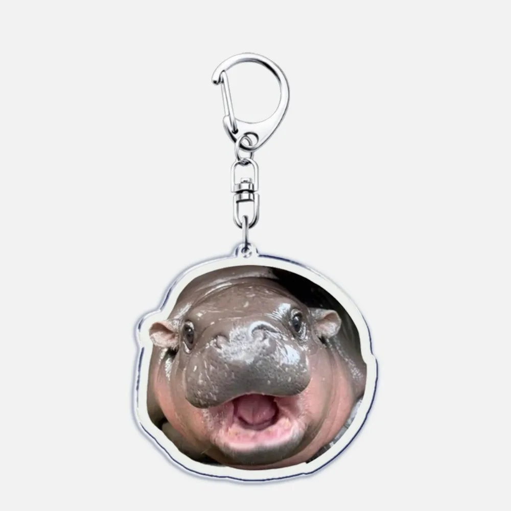 New Cute Baby Hippo Keychain Cartoon Animal Creative Acrylic Keychain MooDeng Hippopotamus Bag Charm Ornaments Christms Gift