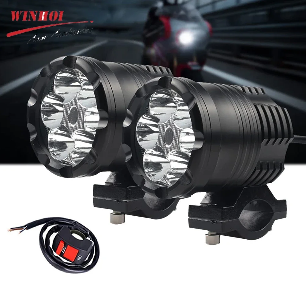 60W Additional Led Headlights for Motorcycle Universal Moto Spotlight  LED Motorcycle Headlight Auxiliary 12V 24V Car Lamp