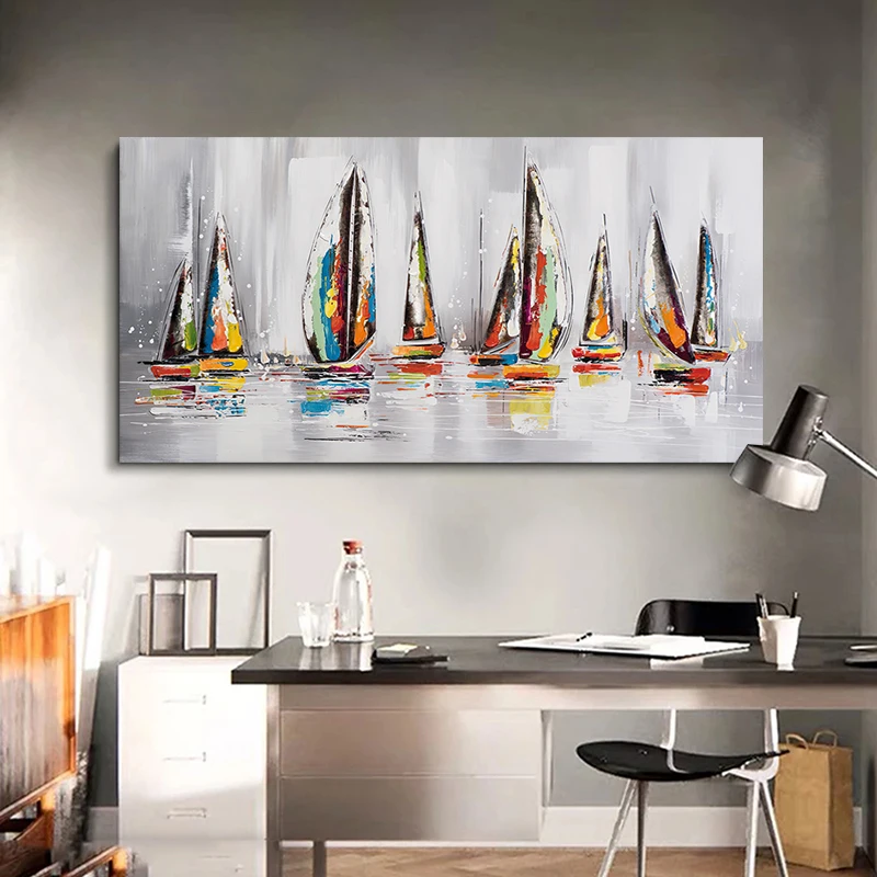 One Piece Abstract Boat Ship Posters SailBoat Painting Canvas Print Wall Picture for Living Room Modern Home Decoration No Frame