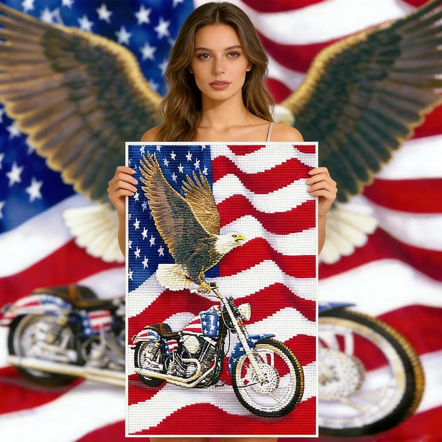 

2026 New style Eagle Cross Stitch Kit DIY Embroidery Home Wall Decor Gift Handmade Material Frameless Semi-Finished