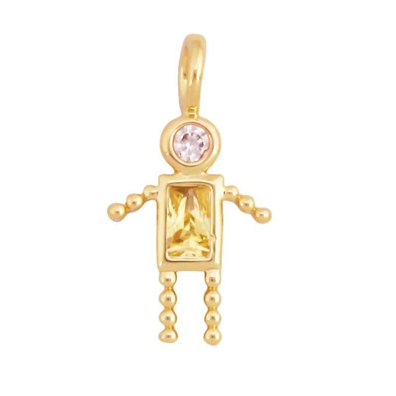 Trendy Love Boy Girl Geburtsstein Zirkonia Charm Anhänger, echte 18K Gold Halskette Armband für DIY handgemachten Schmuck Versorgung S04 – Detail 24