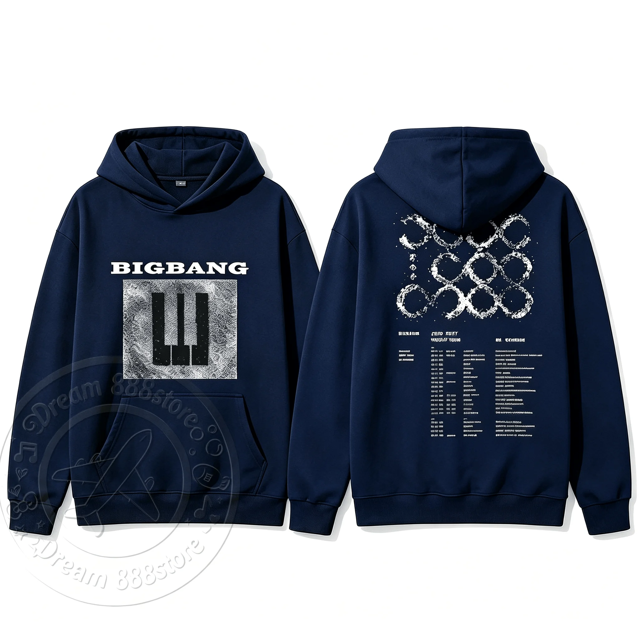 2026 BIGBANG 20. Jubiläums-Konzert Hoodie mit beidseitigem Tour-Liste-Druck, Unisex, Oversized, locker, lässig, Kpop Kapuzenpullover – Detail 6