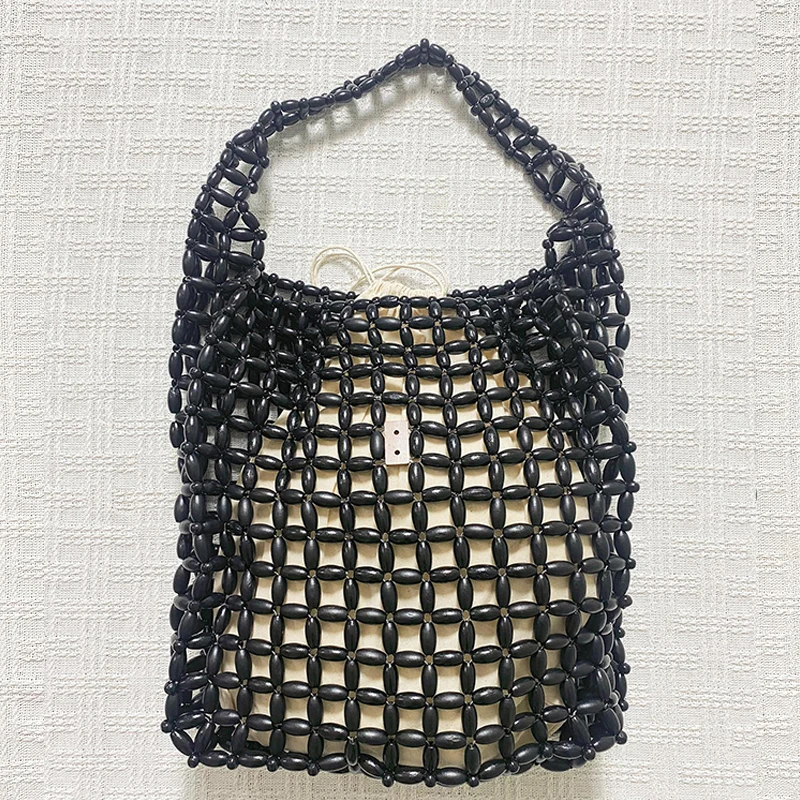 

Handmade bead woven bag for women 2025 new large capacity beach acrylic tote shoulder bag