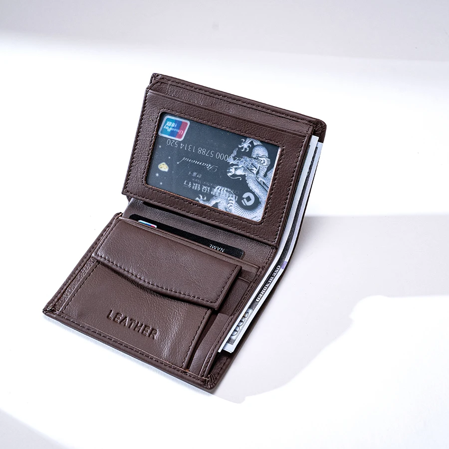 men\'s wallet Genuine Leather Wallets For Men Coin Purse Vintage Vertical business Credit Card Holder Money Bag Men\'s RFID wallet