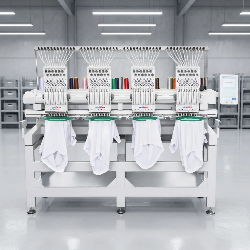 2026 REVHON Commercial Use Industrial Use Computerized Automatic Four Head Multifunctional Cap T-shirt Flat Embroidery Machine