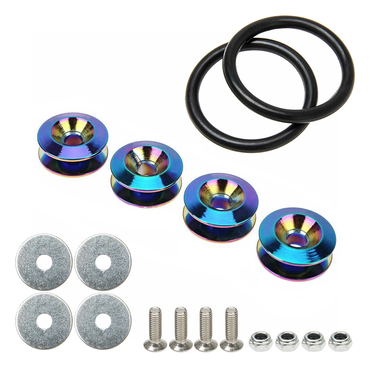 Wow Universal New Neo Chrome Aluminum JDM Racing Car Bumper Fender Quick Release Fastener Bolt Kit