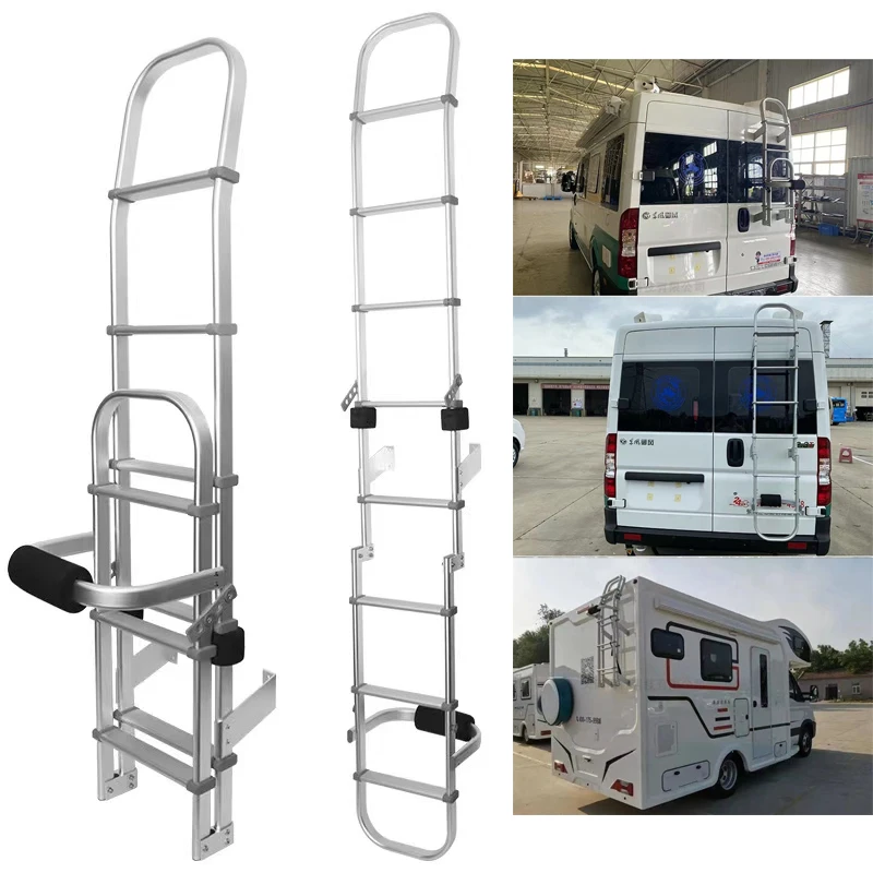 

Folding RV Rear Climbing Ladder Anti-Skid Aluminum Alloy For Caravan RV Vehicle Tool Outdoor Anti-skid Mounting Ladder