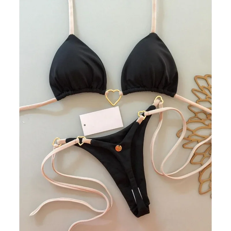 

Bandage Bikinis Set Sexy Bikini Sets Women Swimsuit White Low Waist Lace-up Fashionable Swimsuit Two-piece Set Summer Swimwear