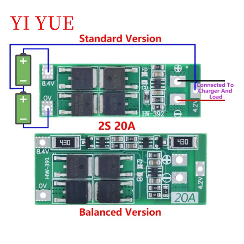 2S 20A 7.4V 8.4V 18650 płyta zabezpieczająca baterię litową/BMS zarządu Standard/balans dla DIY