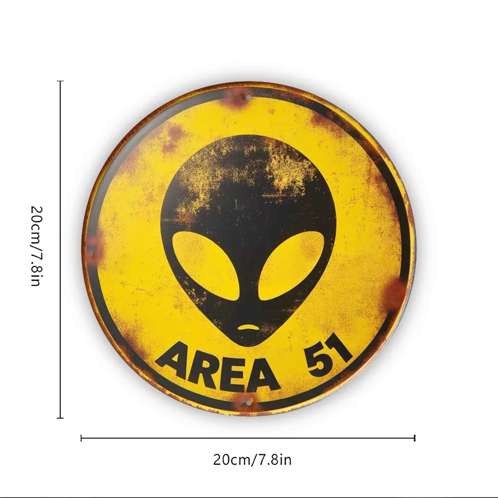 Area 51 Vintage Metal Sign 78 Inch Creative Retro UFO Alien Decorative Art Perfect for Cafe Club Bar and Beach House Wall Decor