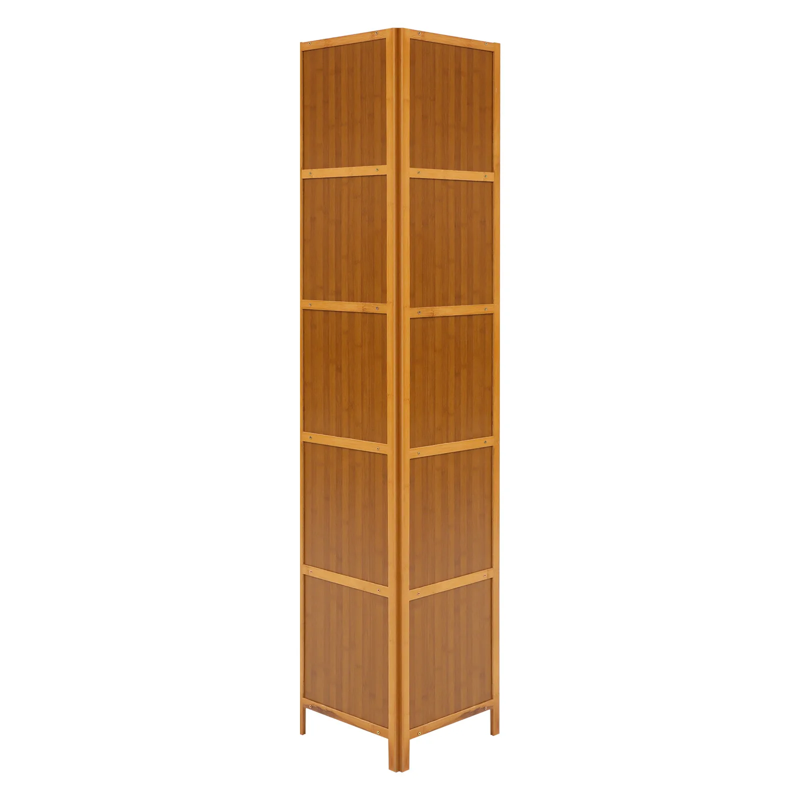 رف كتب زاوية من الخيزران البني 5 طبقات 169 سم، رف تخزين على شكل حرف A للمساحة الصغيرة والمكتب والشقة #4