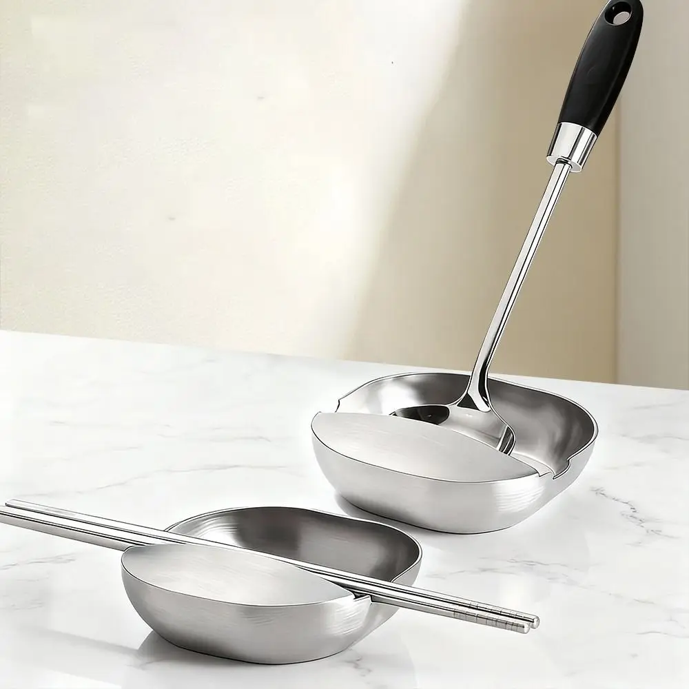 Fruits Plates Stainless Steel Spoon Rack Thickened Square Chopstick Rest Unbreakable Non-slip Spatula Holder Cooking
