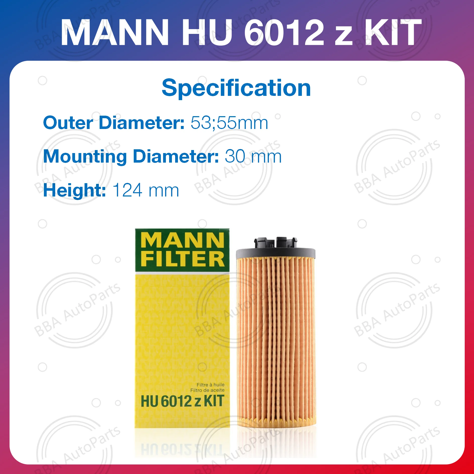 Mann HU6012Z Kit filtro olio per BMW X1 120i 125i X2 218i 220i 225i OE 11428593186   - Parte di manutenzione automobilistica