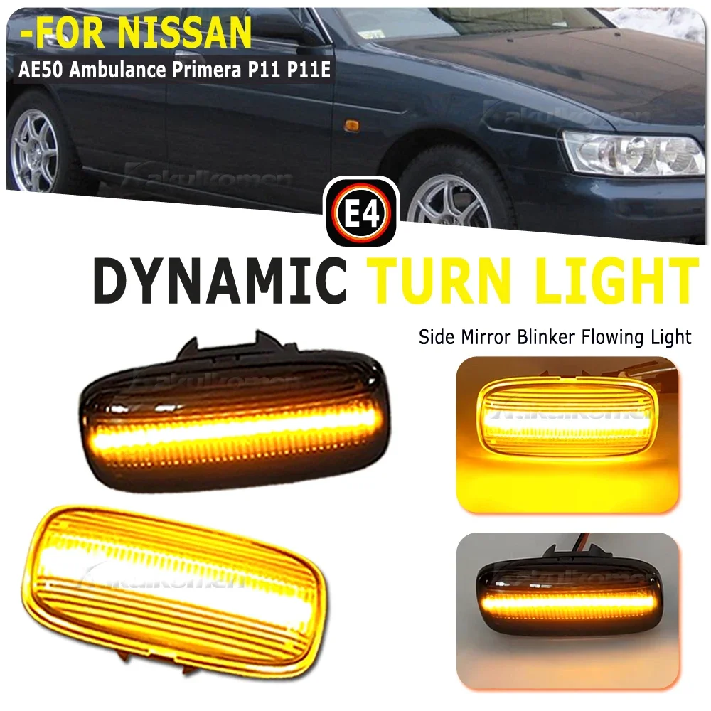 Para Nissan AE50 ambulancia AWC34 STAGEA FGY33 CIMA P11 P11E R11 Presea WC34 marcador lateral LED dinámico luz intermitente que fluye