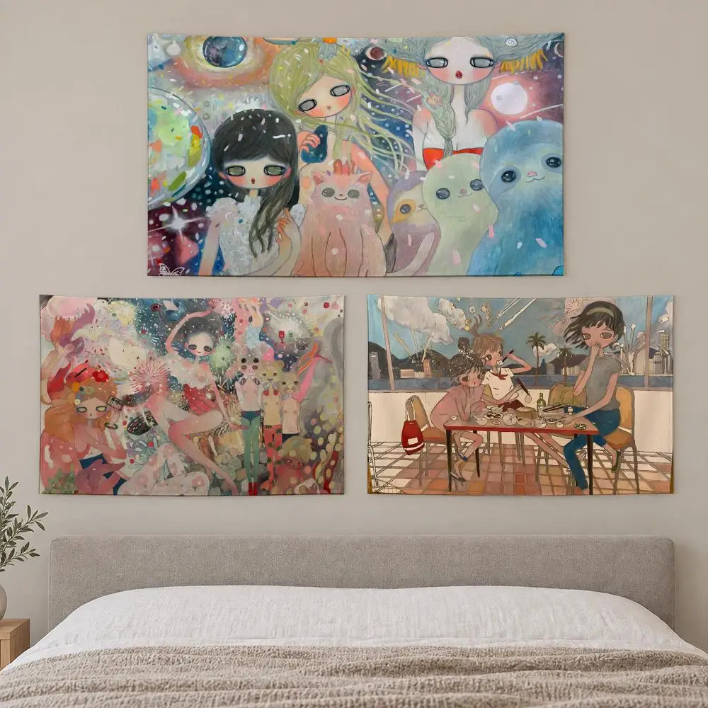 A-Aya T-Takano Painter Tapestry Custom Living Bedroom Party Dormitory Interior Wall Bohemian Decoration Attached Clip