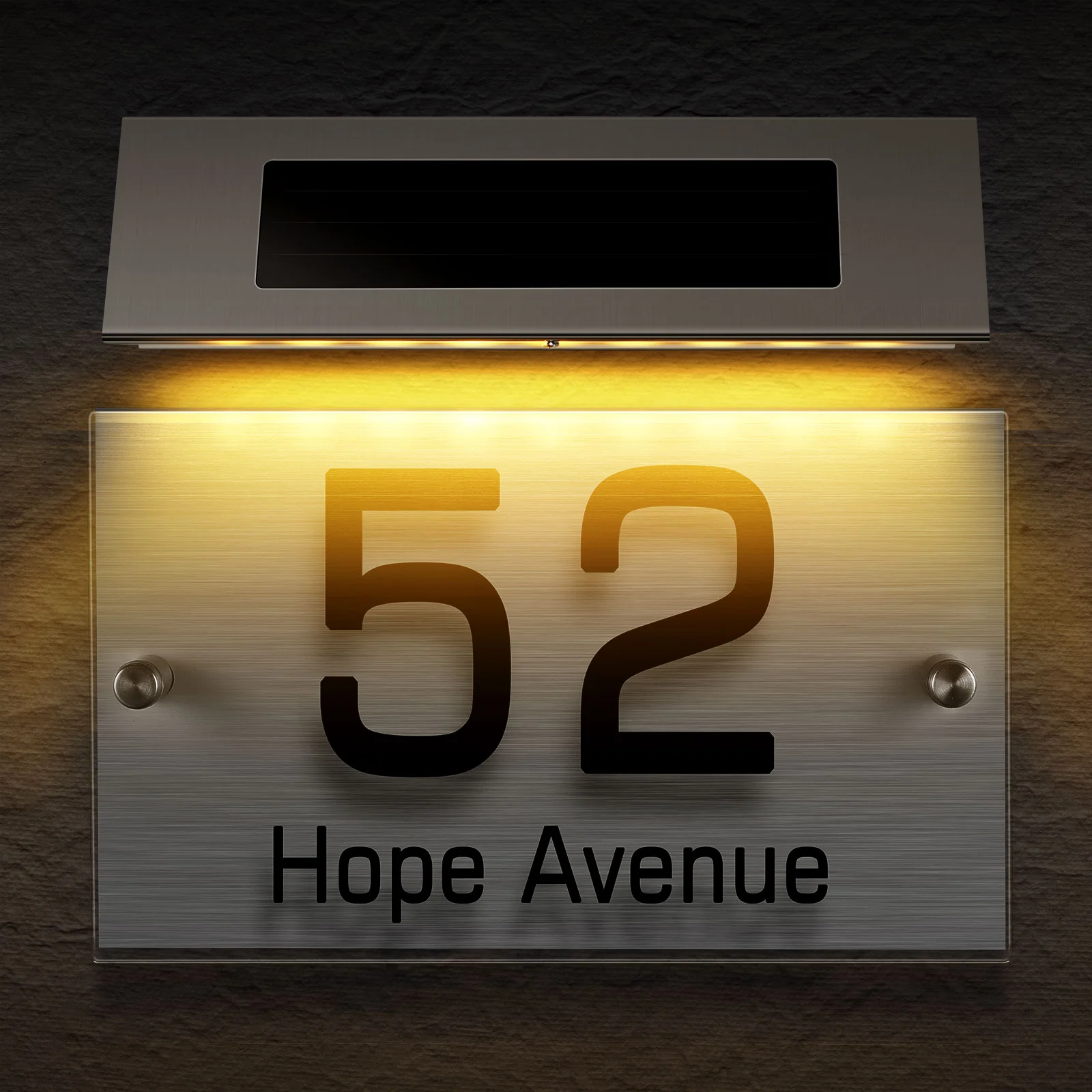 House Number Address Light for Solar Residence Lighted Lights Outdoor LED Sign Lamp Personalized Numbers outside Plaque