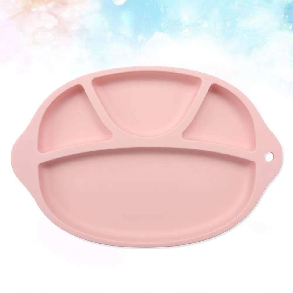 

Silicone Baby Feeding Plate Pink Food Grade 4 Compartments Non-Slip Toddler Dining Tableware Silicone Placemat
