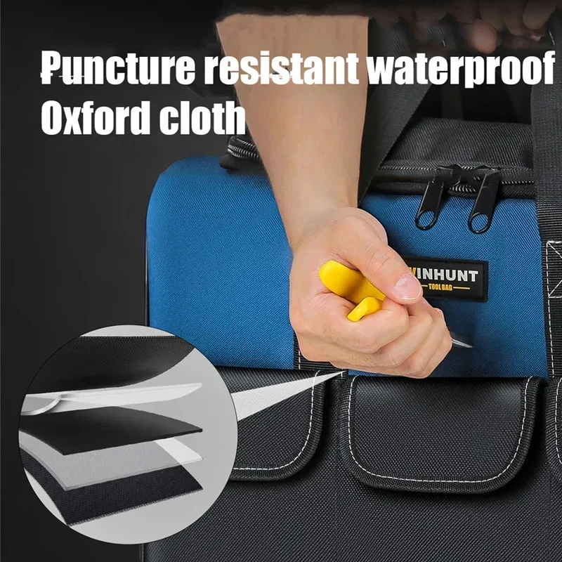 Multifunctional Thickened Square Tool Bag Waterproof Multi Pockets Tool Organizer Large Capacity Electrician Storage Bag