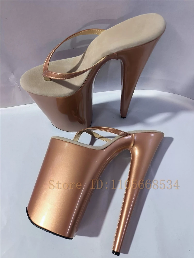 23/26CM Super High Heel Clip Toe Slippers Women Fashion Sexy Platform Slip On Flip Flop Slides for Nightclub Pole Dance