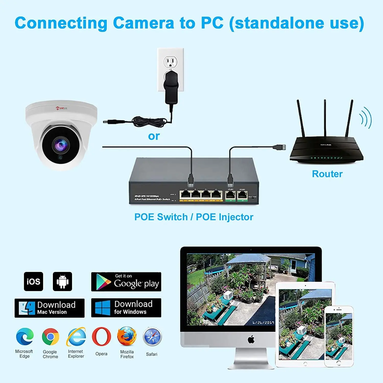 Anpviz 4MP PoE IP Turret Camera with Microphone Security Camera Outdoor Indoor Night Vision 20m Waterproof IP66 108° Wide Angle