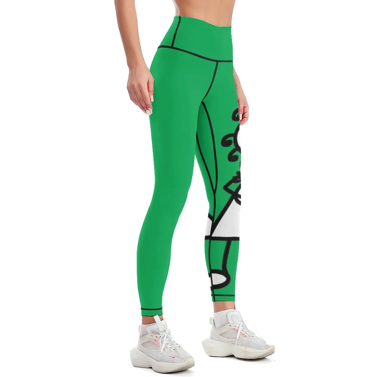 The Girl with the Curly Hair Holding Cat - Green Leggings sports shirts gym legging gym Womens Leggings