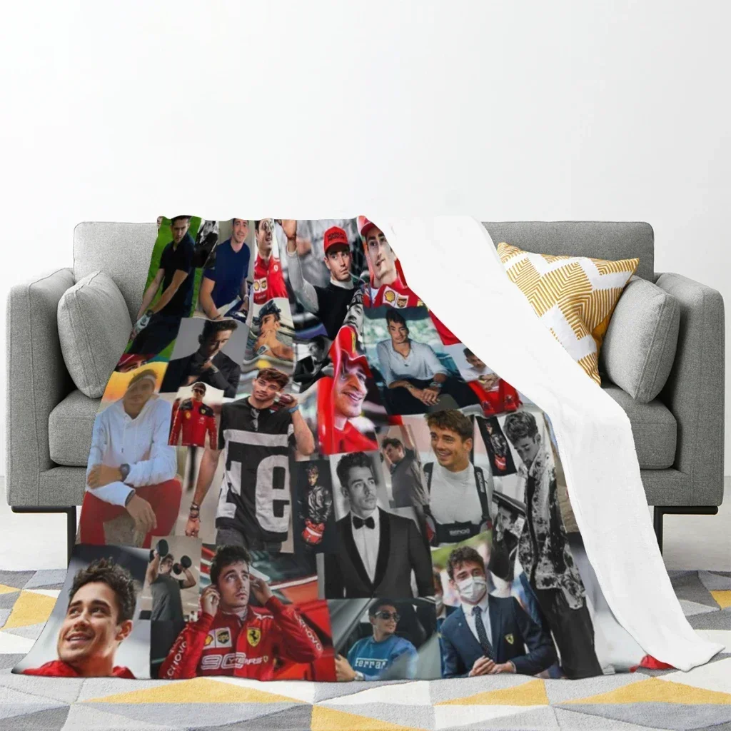 Charles Leclerc Monacan motorsports racing driver Collage Summer Blanket Thin Blanket Comforter Flannel Soft throw Blankets