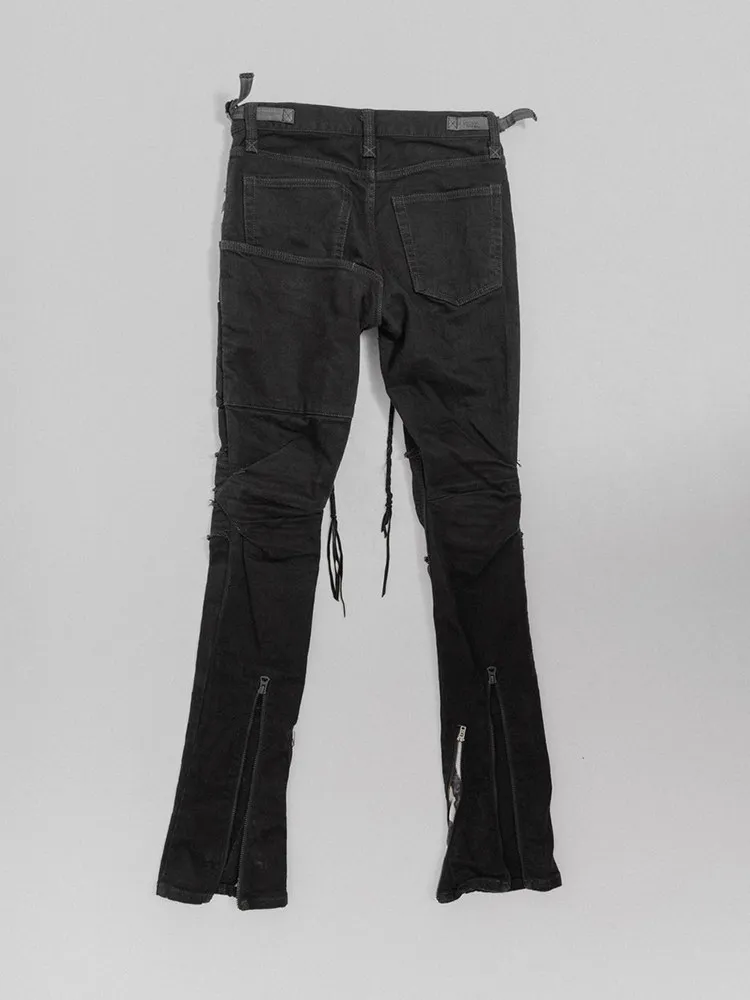 Ifsixwasnine pioneer visual zebra stitching drawstring lace-up jeans