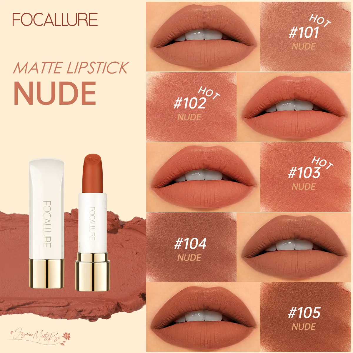 FOCALLURE 16 Shades Matte Lipstick Natural Super Soft Lip Sticks Waterproof Lip Glaze Balm Beauty High Pigment Cosmetics Makeup