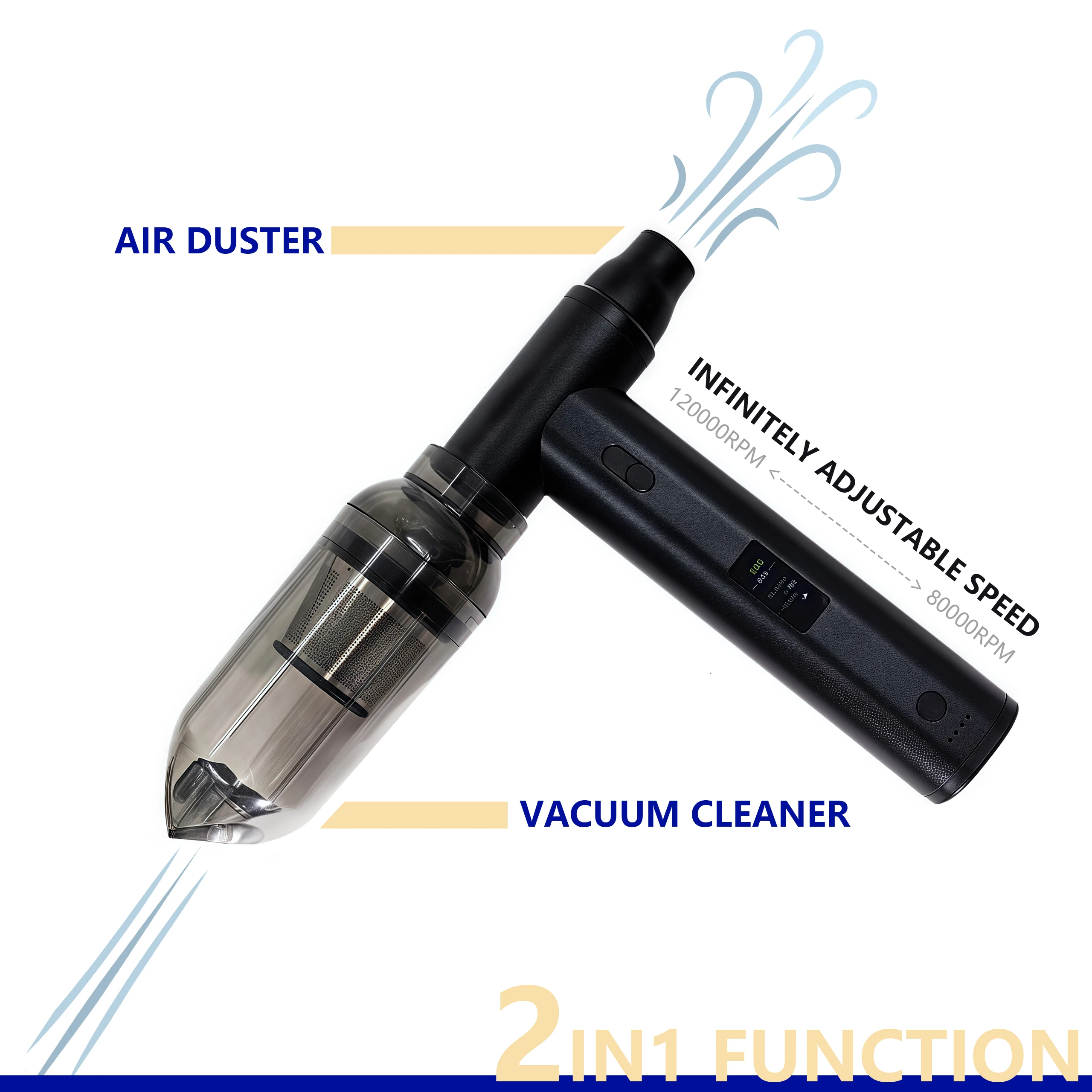 مروحة نفاثة بدون فرش بشاشة LED - منفضة هواء كهربائية لإزالة الغبار والثلج ولوحة المفاتيح والسيارة والكاميرا - منفاخ توربو محمول باليد #3